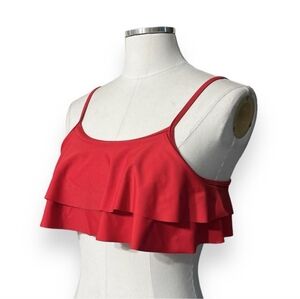 SHEKINI Girls Double Ruffle Bikini Top with Adjustable Shoulder Straps